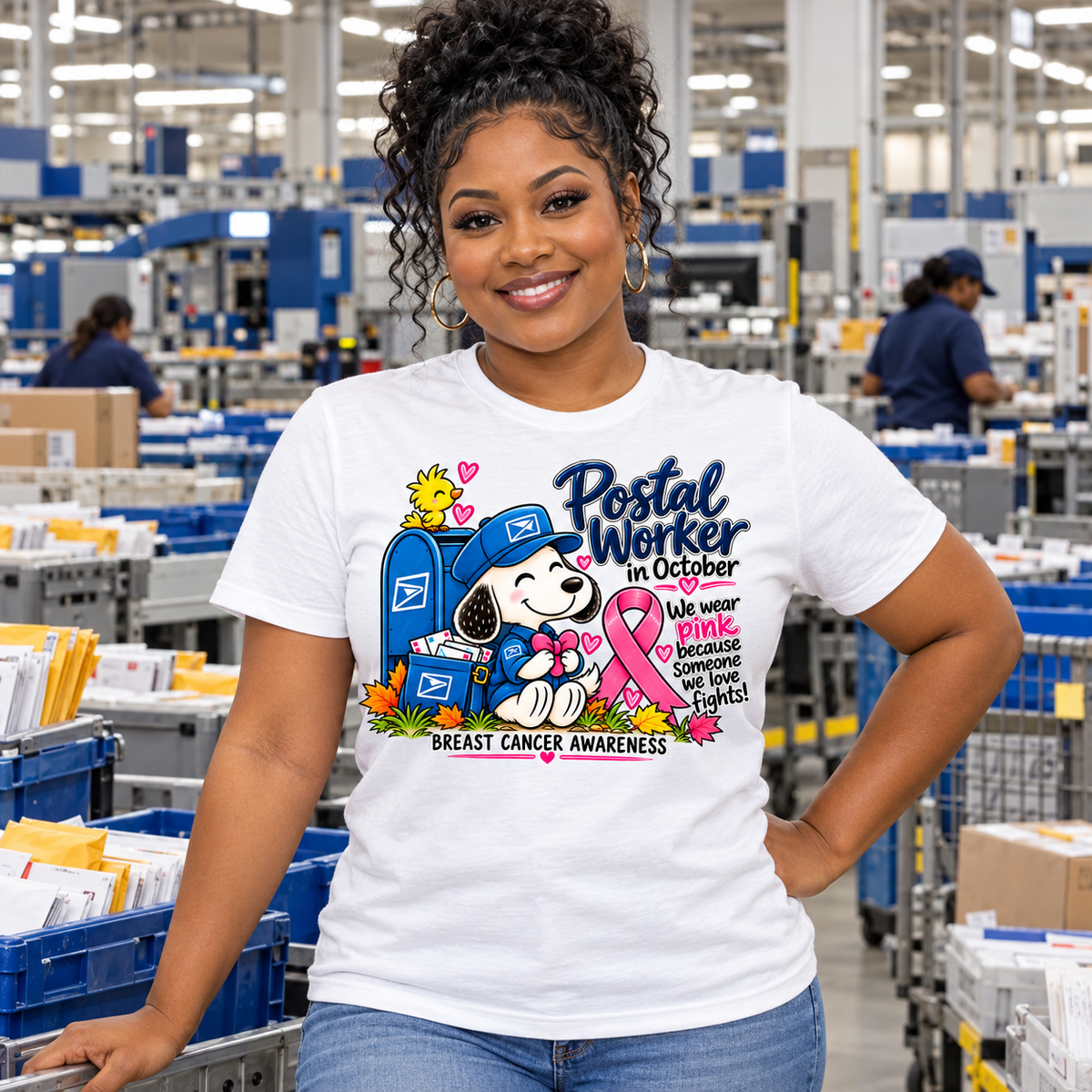 Postal Worker Breast Cancer Awareness Graphic Tee