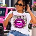 HUSTLER Rhinestone Lips Graphic T-Shirt | Glam Streetwear Statement Tee