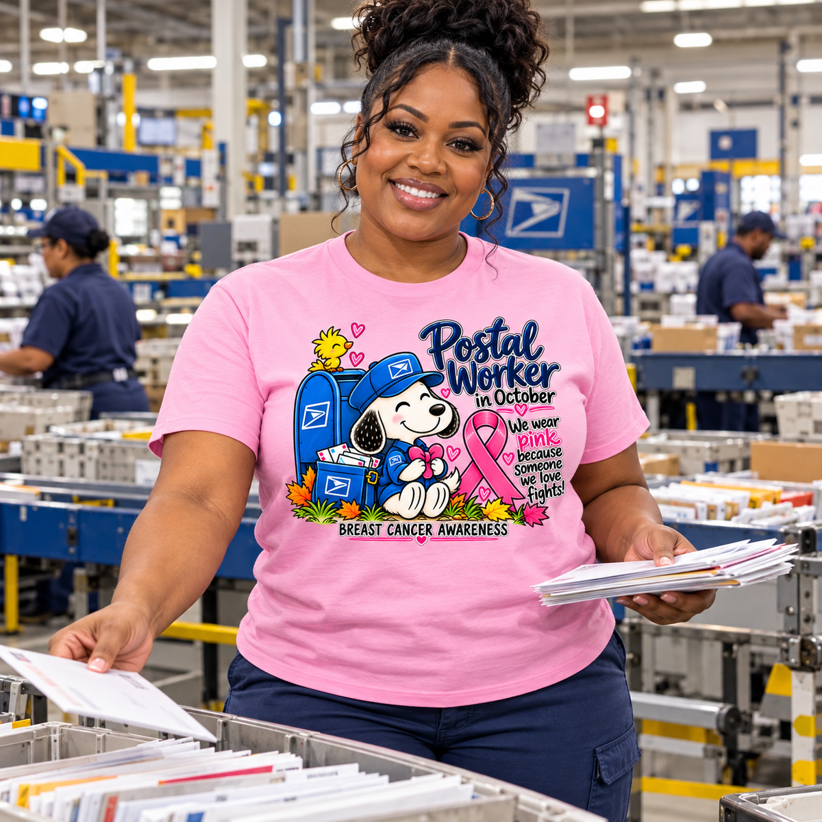 Postal Worker Breast Cancer Awareness Graphic Tee