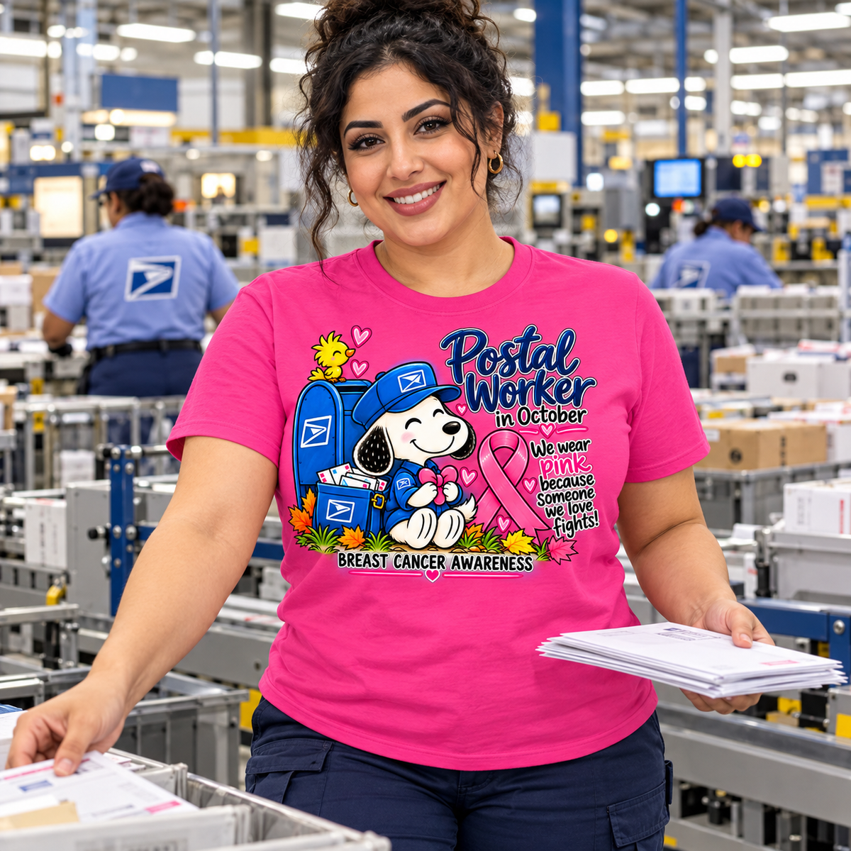 Postal Worker Breast Cancer Awareness Graphic Tee