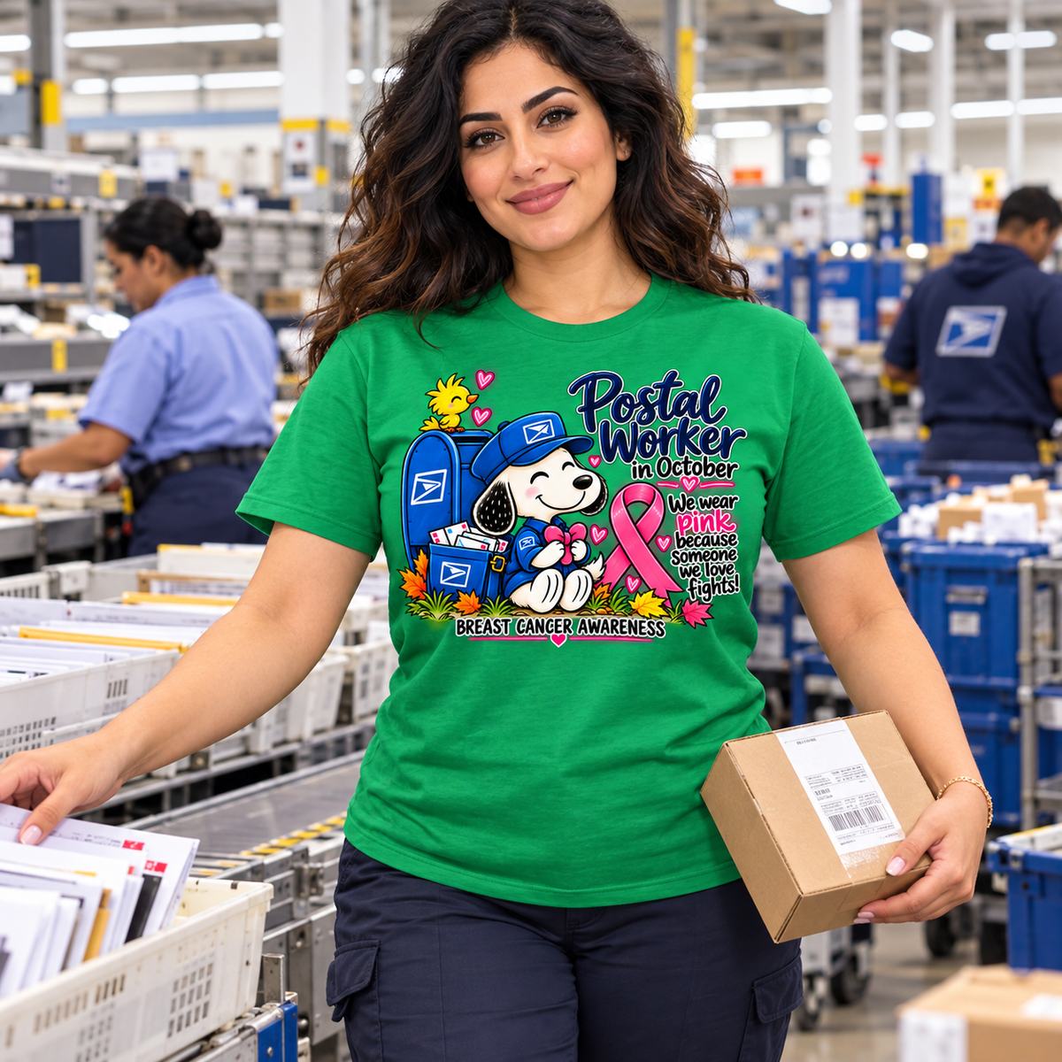 Postal Worker Breast Cancer Awareness Graphic Tee