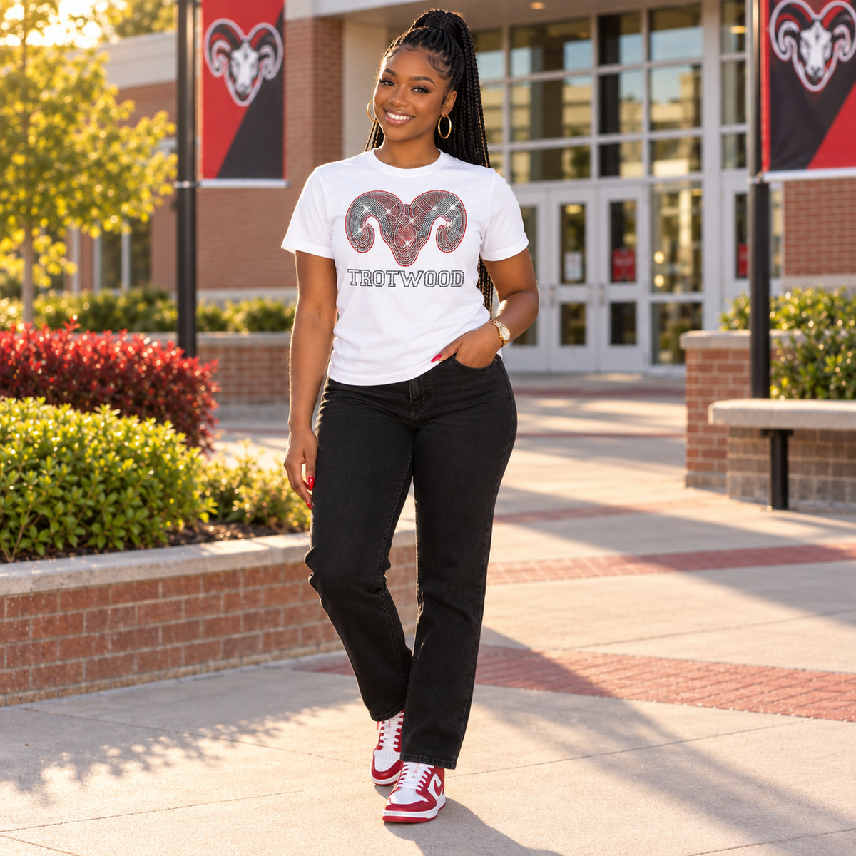 Trotwood-Madison Rams Rhinestone T-Shirt
