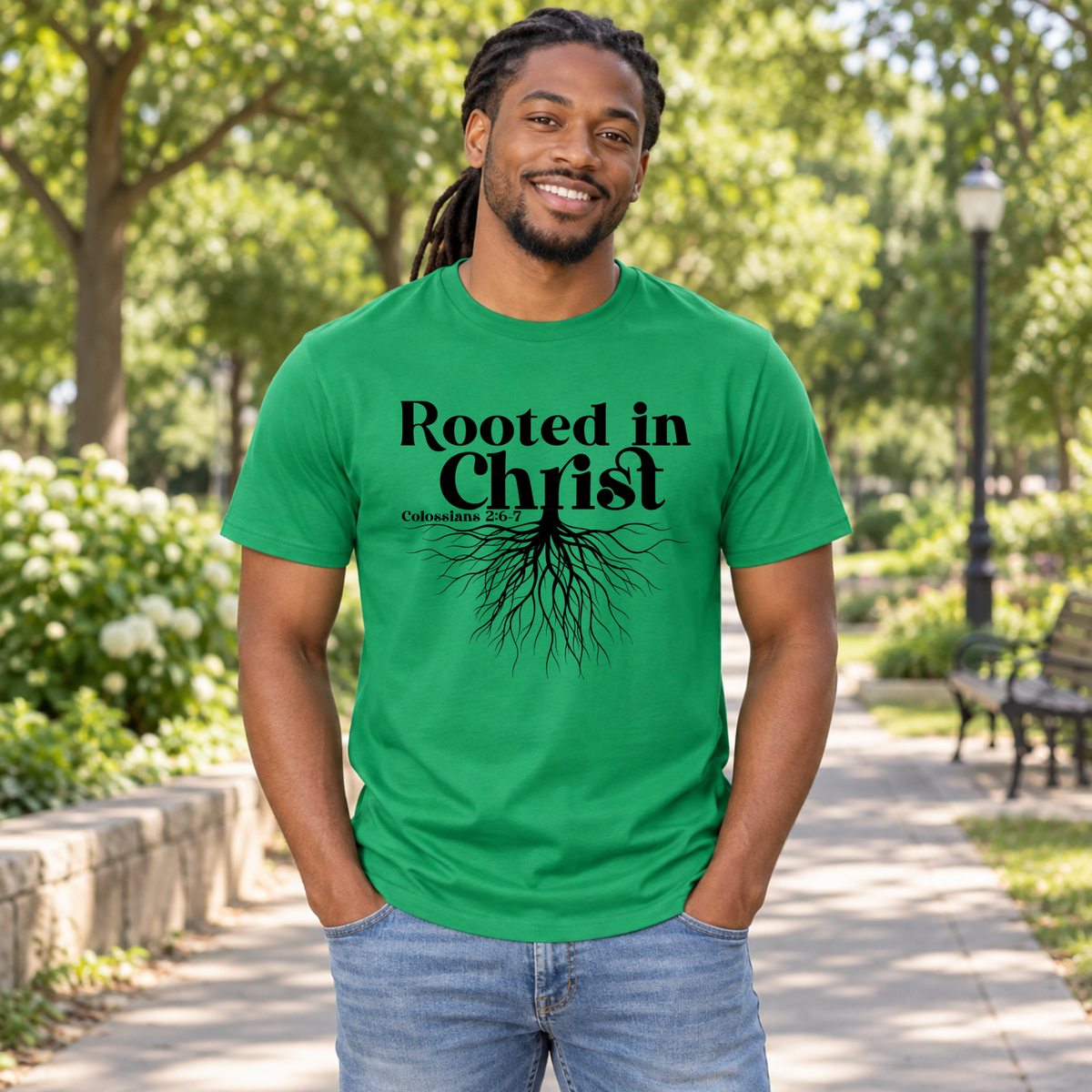 Rooted in Christ Scripture Shirt | Colossians 2:6–7 Tee