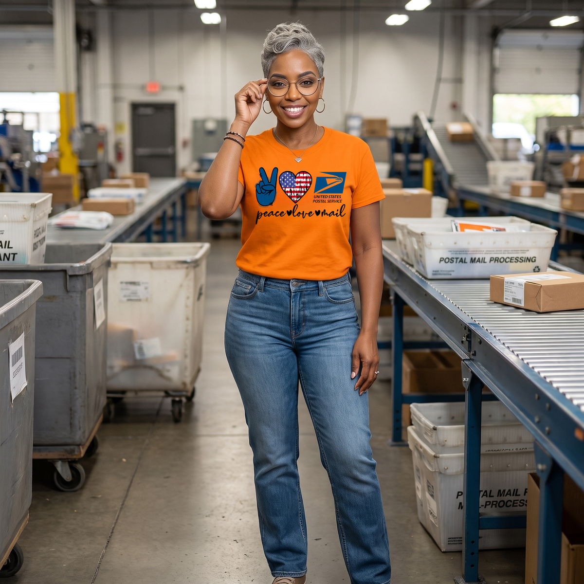 Peace Love Mail USPS Postal Worker Tee