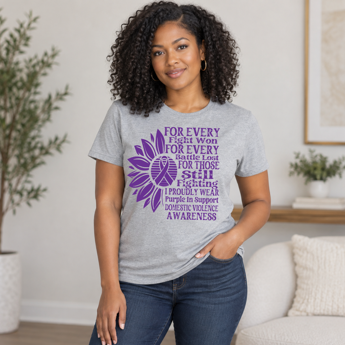 Domestic Violence Awareness Purple Ribbon Shirt