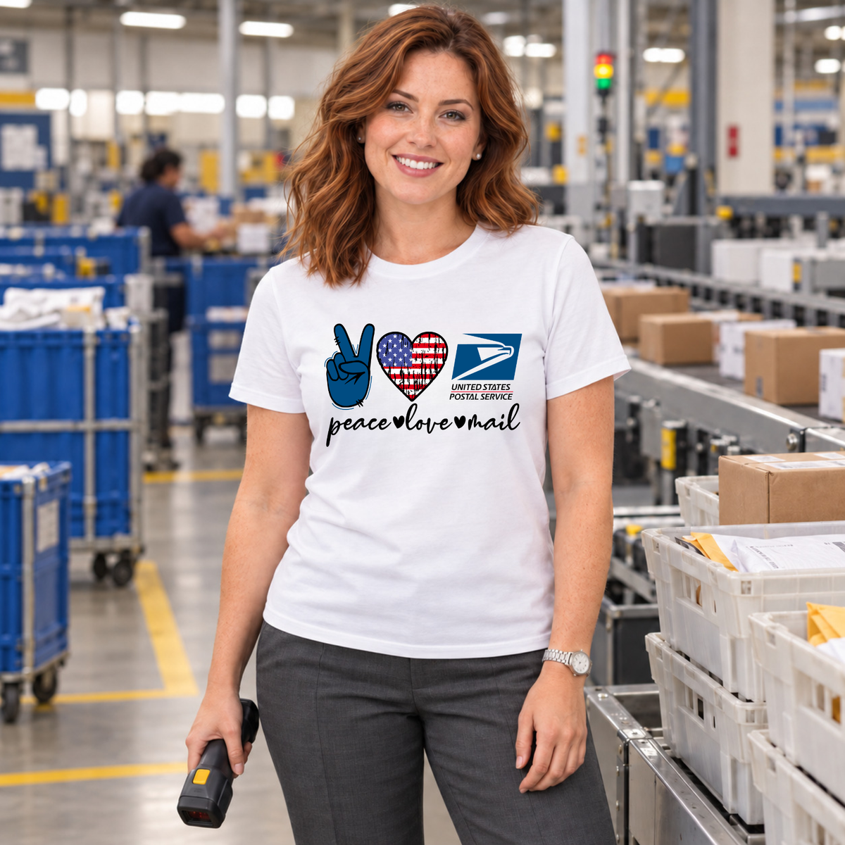 Peace Love Mail USPS Postal Worker Tee