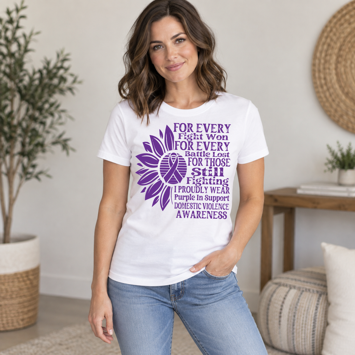 Domestic Violence Awareness Purple Ribbon Shirt