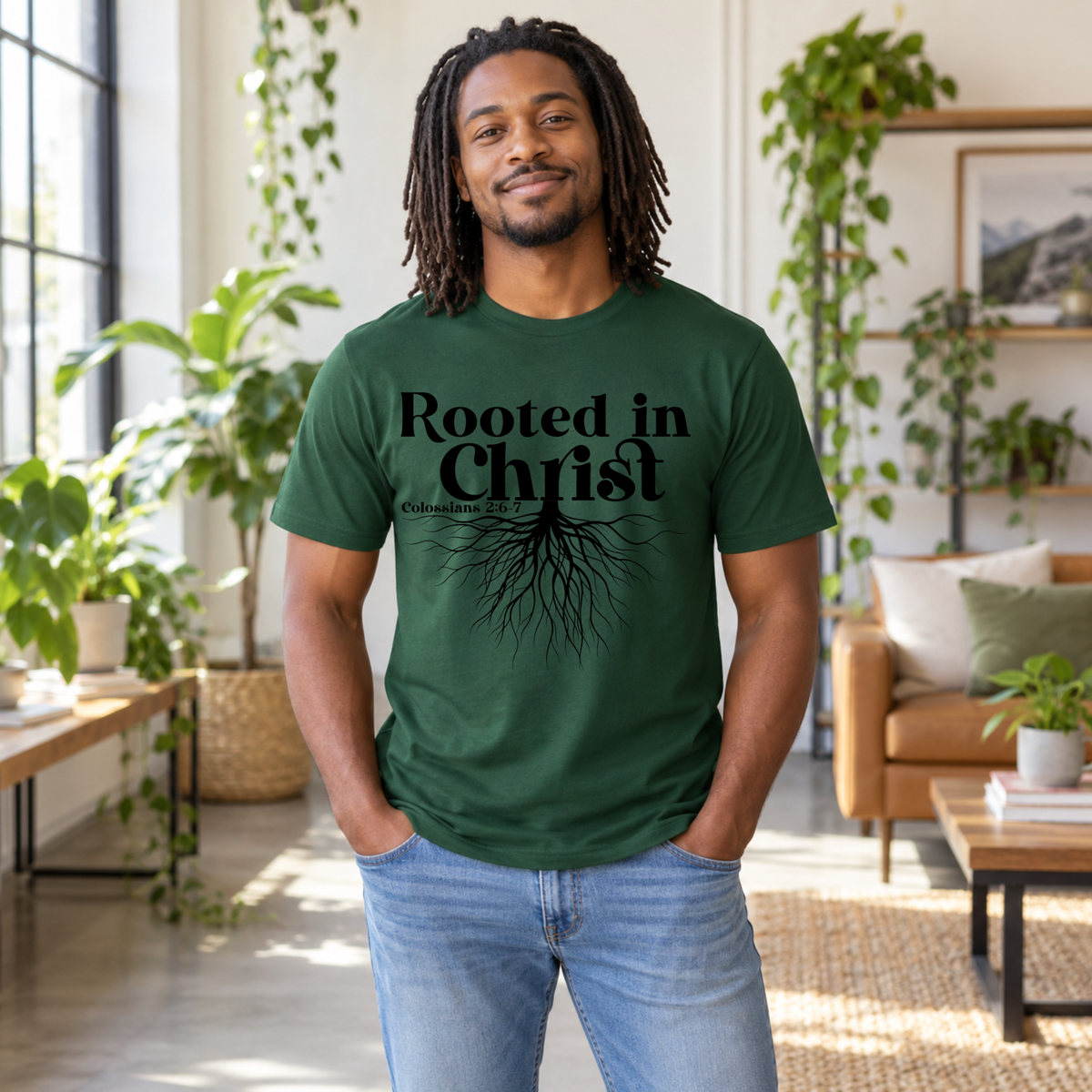 Rooted in Christ Scripture Shirt | Colossians 2:6–7 Tee