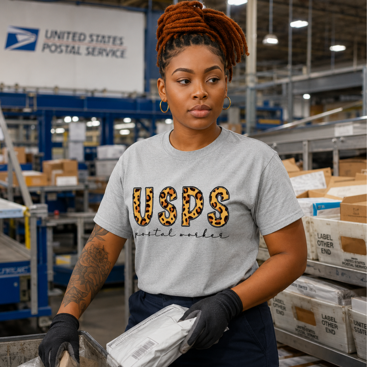 USPS Postal Worker Leopard Print Tee