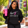 Just Cure It. Rhinestone Breast Cancer Awareness Hoodie | Pink Ribbon Bling Hoodie
