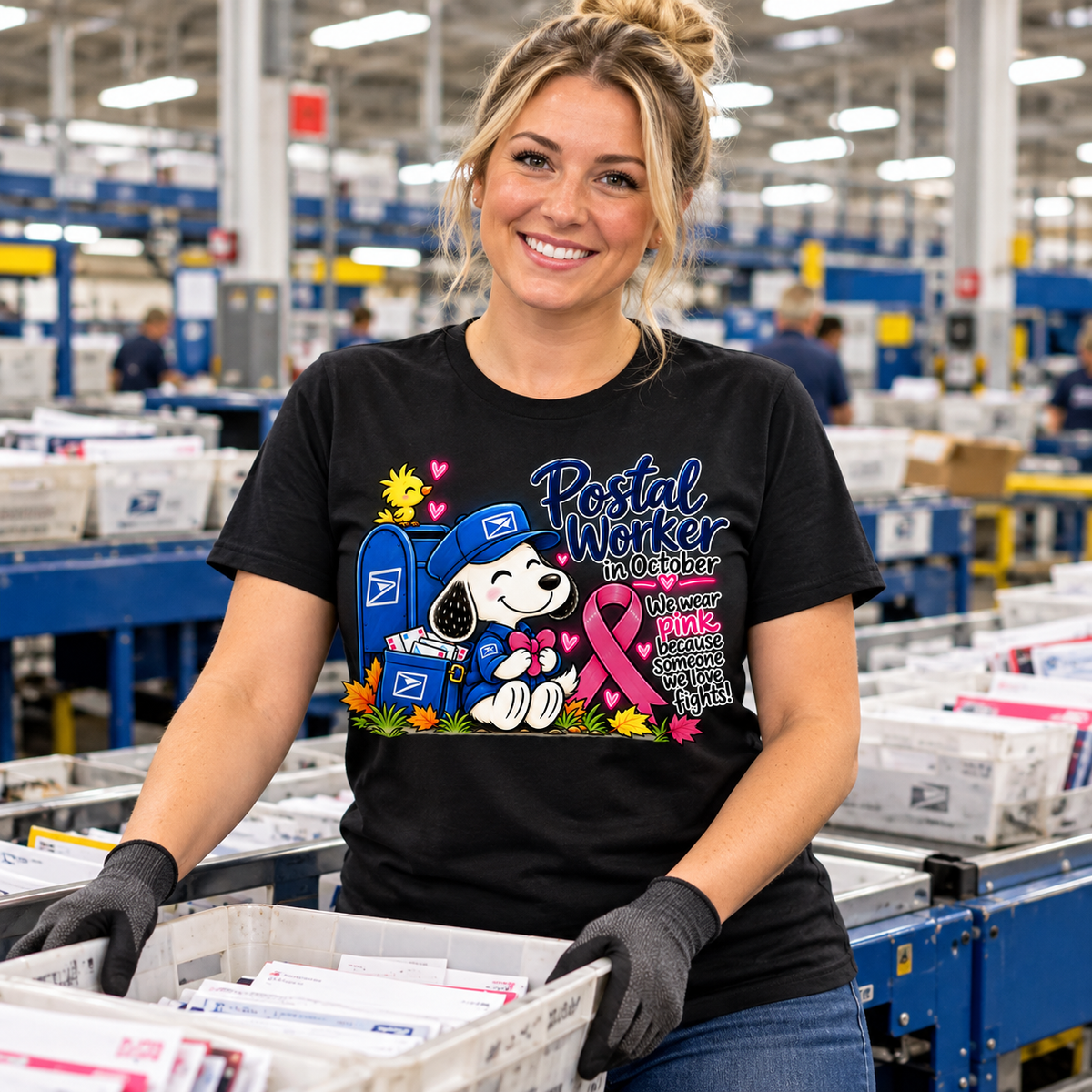 Postal Worker Breast Cancer Awareness Graphic Tee