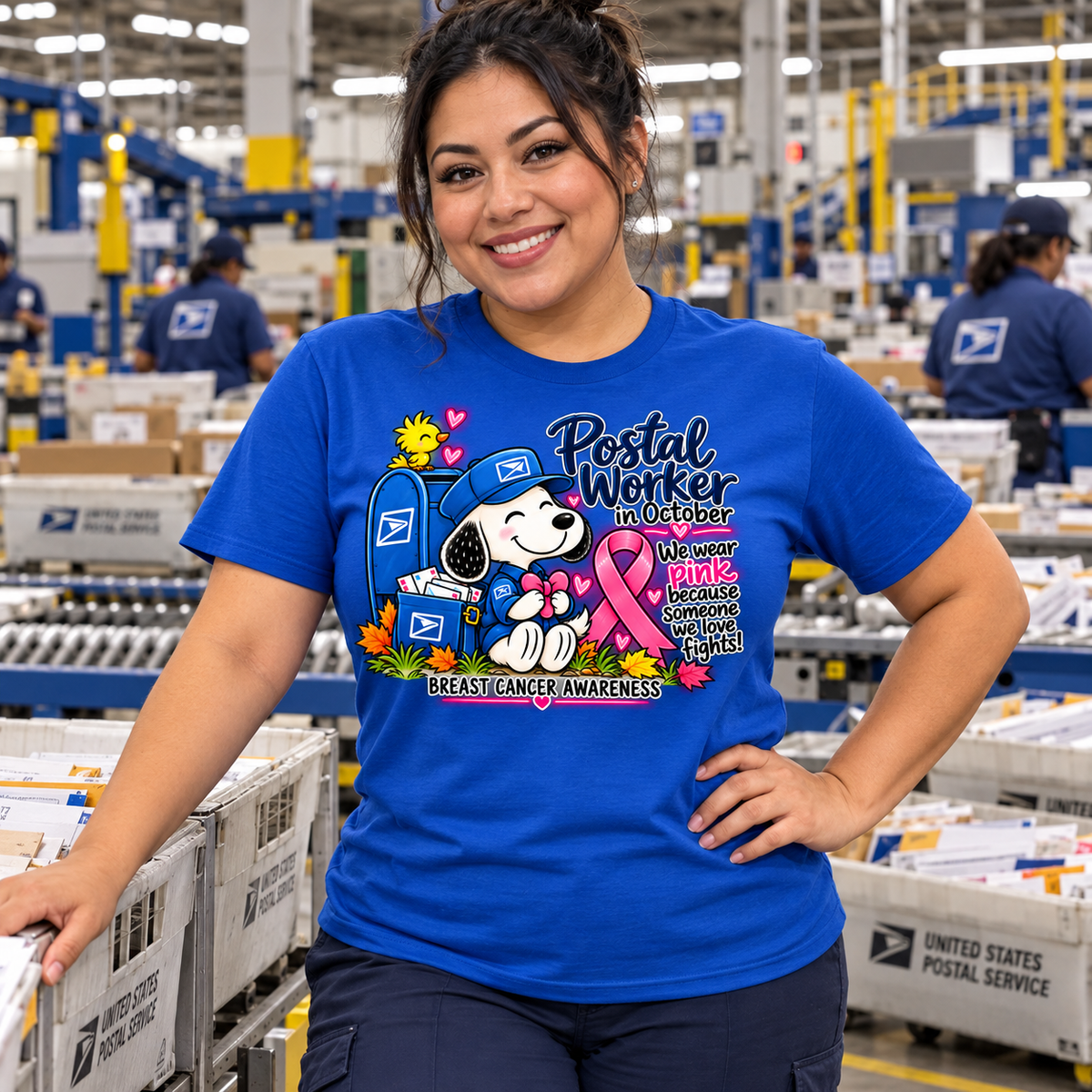 Postal Worker Breast Cancer Awareness Graphic Tee