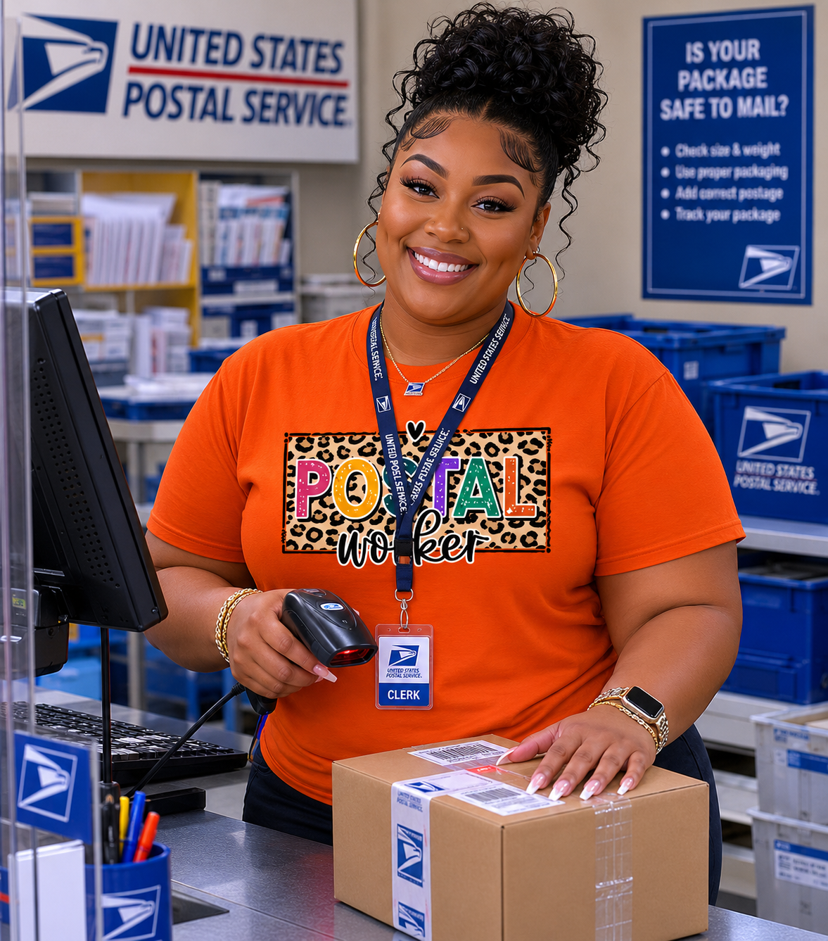 Postal Worker Leopard Print Graphic Tee