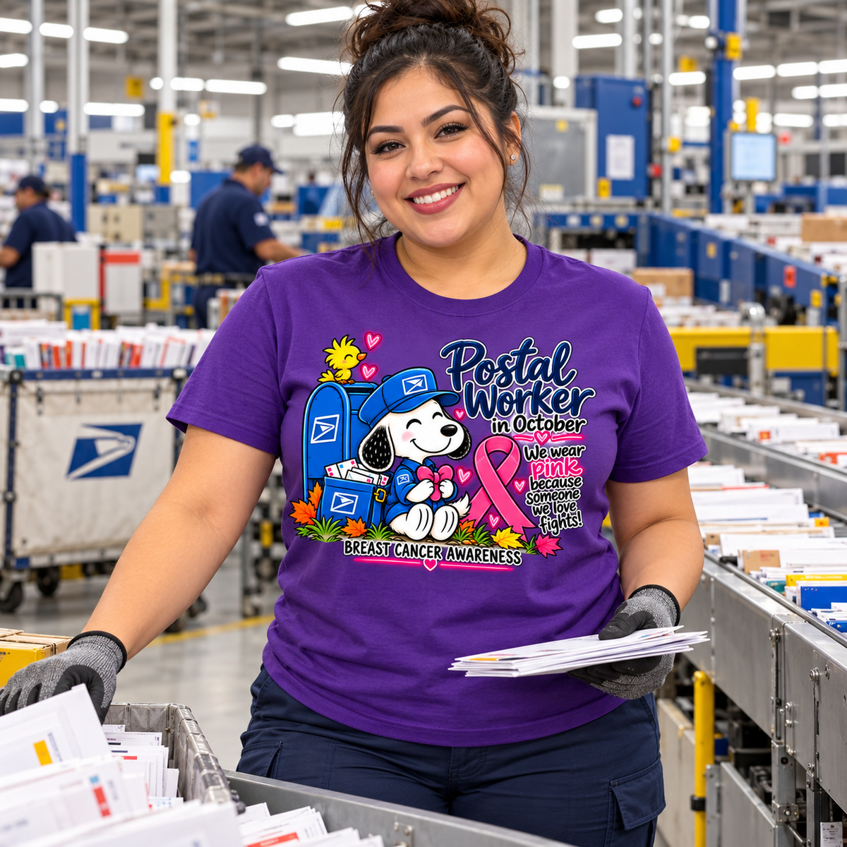 Postal Worker Breast Cancer Awareness Graphic Tee