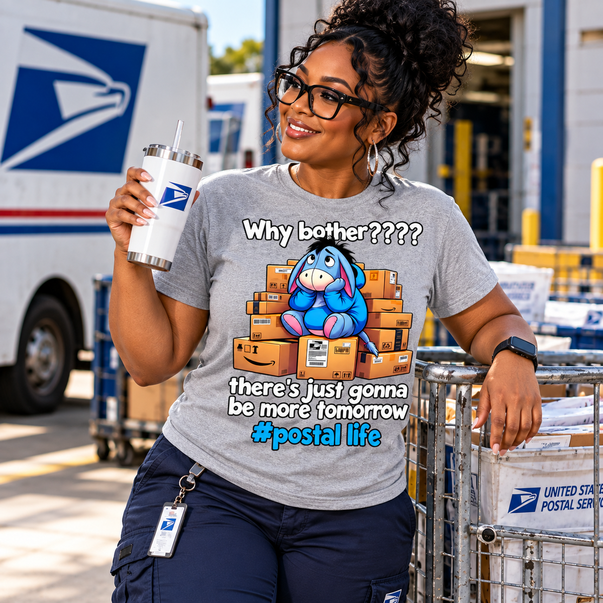 Why Bother? Postal Life Graphic T-Shirt | Funny Mail Handler & Clerk Tee