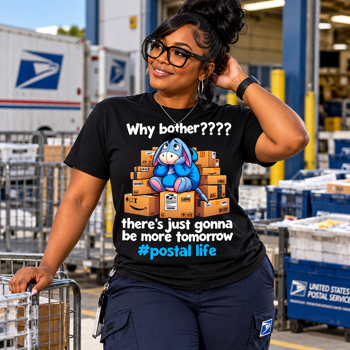 Why Bother? Postal Life Graphic T-Shirt | Funny Mail Handler & Clerk Tee