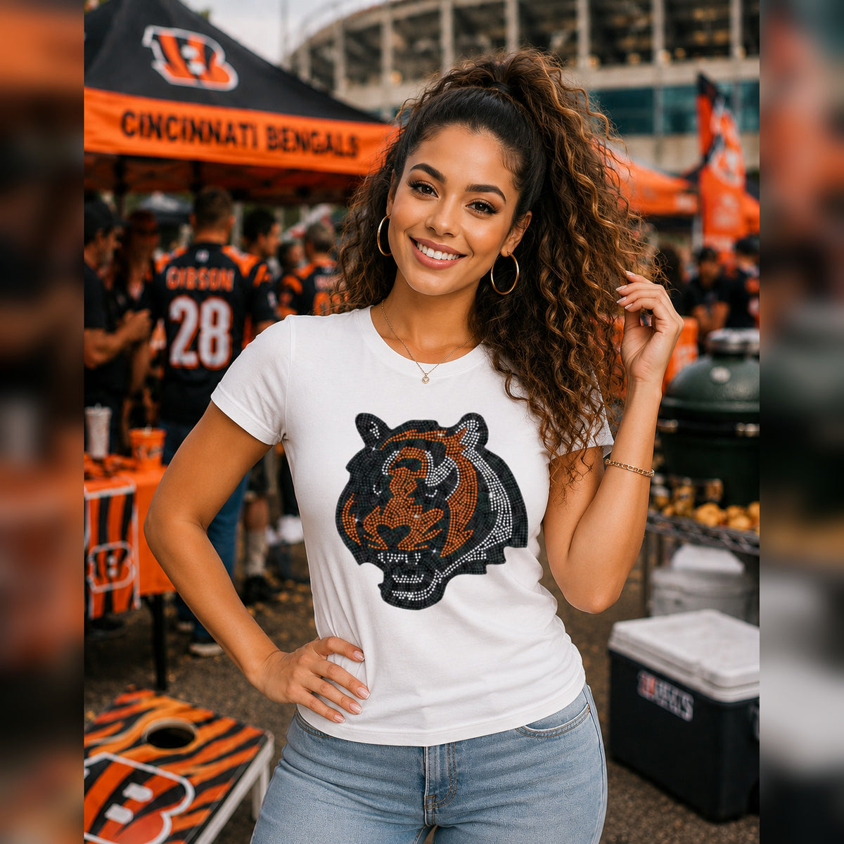 Bengal Rhinestone Graphic Tee