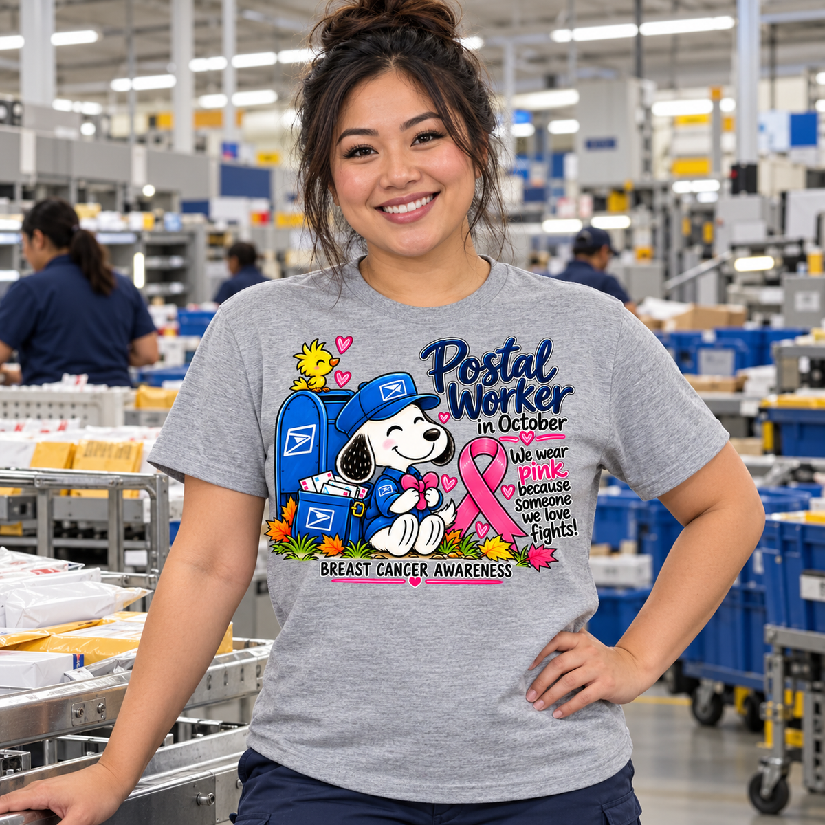 Postal Worker Breast Cancer Awareness Graphic Tee