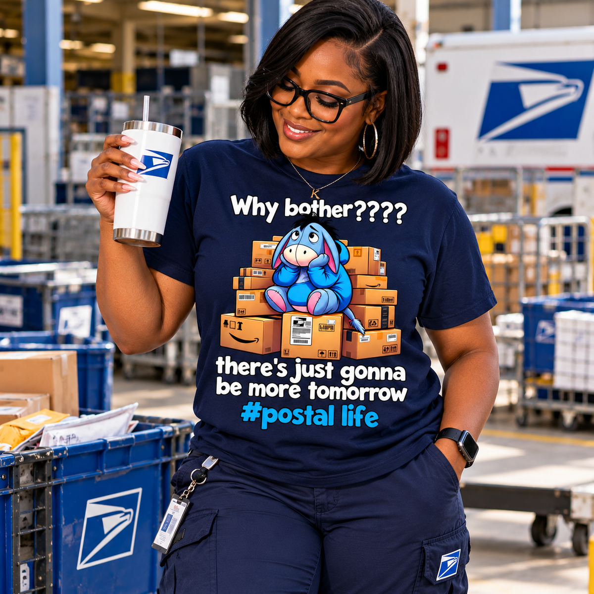 Why Bother? Postal Life Graphic T-Shirt | Funny Mail Handler & Clerk Tee